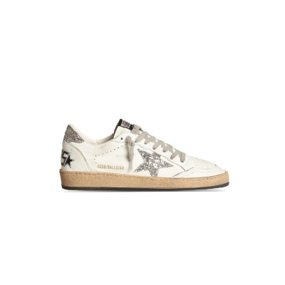 GOLDEN GOOSE WOMEN'S SUPER-STAR LTD WITH SILVER STAR AND SILVER GLITTER HEEL TAB GWF00117